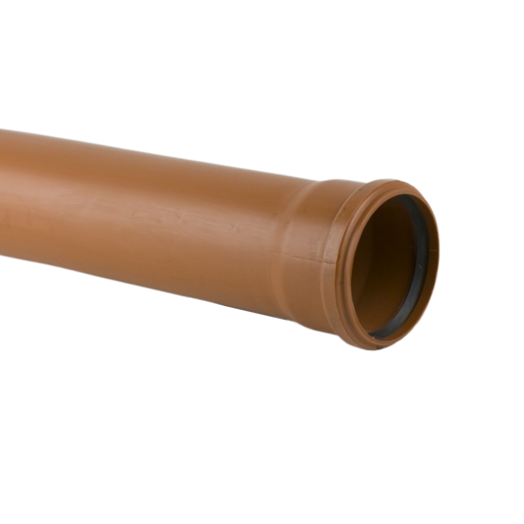 110mm Brett Martin Single Socket Underground Drain Pipe (3m Length) B4403