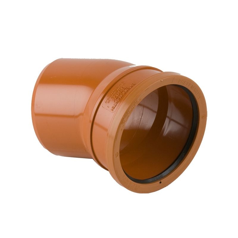 110mm Single Socket 22.5° Bend B5071 | Underground Drainage Pipe Fitting