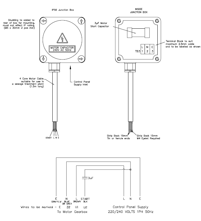 Klargester BA/BA-X/BB BioDisc External Motor Capacitor Kit