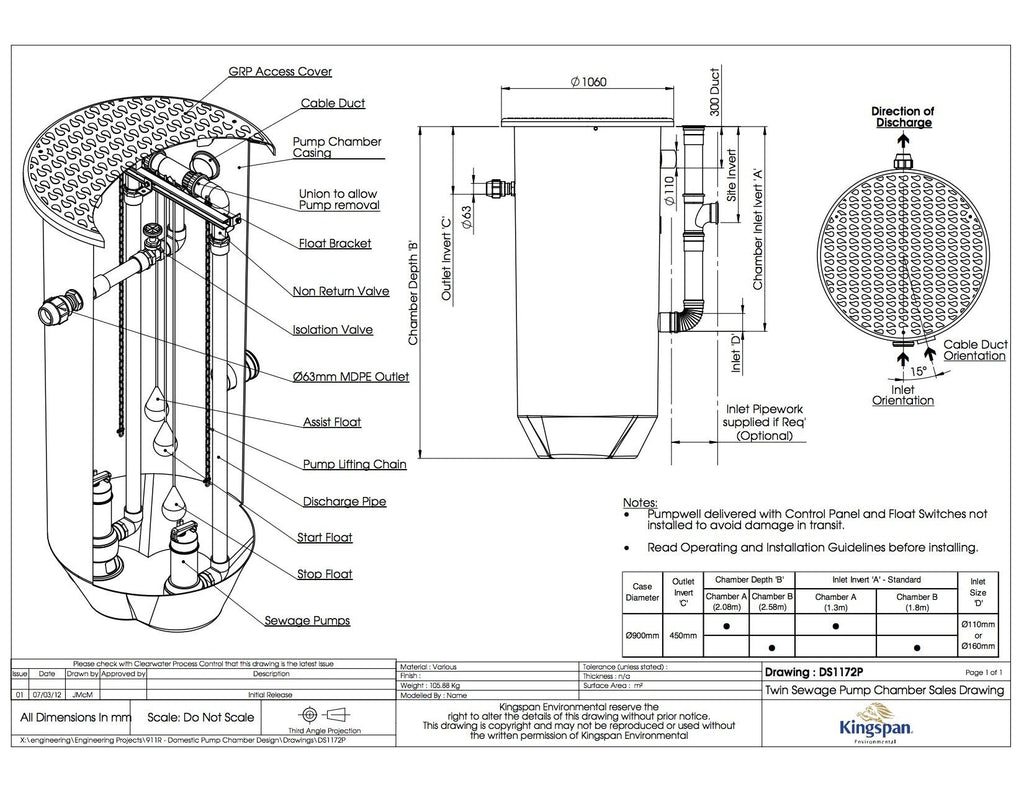 Klargester 1250L Sewage Pump Station (DPSA-J)